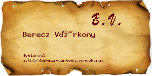 Berecz Várkony névjegykártya